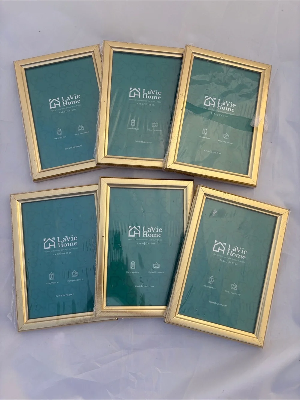 LaVie Home Gold Photo Frames New Old Stock In Plastic (Set of 6)